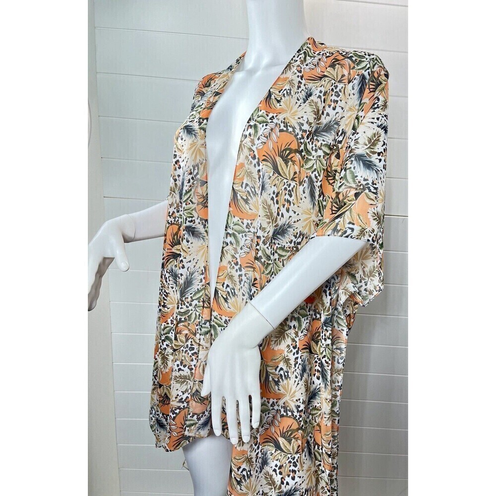 Y2K Kimono Womans One Size Animal Tropical Polyester Mob Wife Beach Coastal